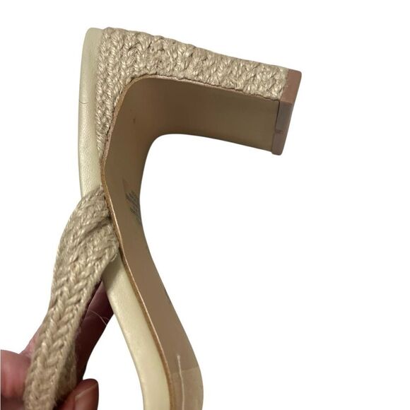 BCBGeneration Women's Fisher Heeled
Sandal 9.5  cream wicker straps square toe - Picture 4 of 10